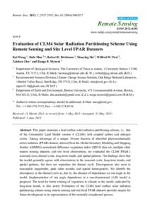 Evaluation of CLM4 Solar Radiation Partitioning Scheme Using Remote Sensing and Site Level FPAR Datasets