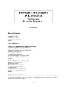 PROPERTY AND CONTRACT IN ECONOMICS: THE CASE FOR ECONOMIC DEMOCRACY David P. Ellerman*