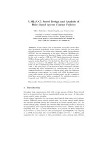 UML/OCL based Design and Analysis of Role-Based Access Control Policies Oliver Hofrichter, Martin Gogolla, and Karsten Sohr University of Bremen, Computer Science Department Database Systems Group, DBremen, German