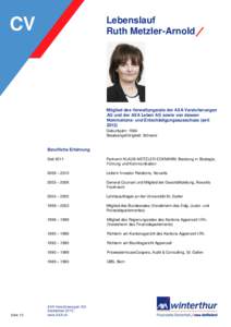 CV  Lebenslauf Ruth Metzler-Arnold  Mitglied des Verwaltungsrats der AXA Versicherungen