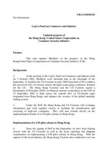 CB[removed]For information LegCo Panel on Commerce and Industry  Updated progress of
