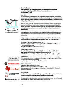 Call For Paper: Arts, Humanities, and Complex Networks —4th Leonardo satellite symposium taking place in Copenhagen at DTU – Technical University of Denmark, on Tuesday, June 4, Abstract: