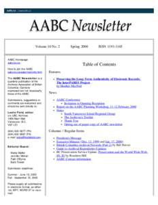AABC Newsletter Cover Page
