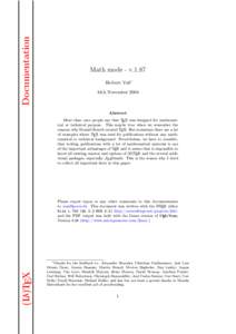 Documentation  Math mode - v.1.87 Herbert Voß∗ 14th November 2004