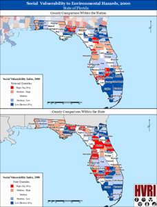 Social Vulnerability to Environmental Hazards, 2000 State of Florida County Comparison Within the Nation 