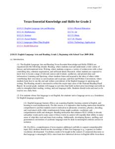 revised AugustTexas Essential Knowledge and Skills for Grade 2 §English Language Arts and Reading  §Physical Education