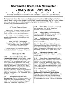 Sacramento Chess Club Newsletter January 2005 – April 2005 P R