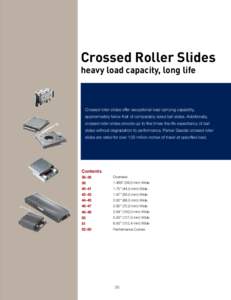 Crossed Roller Slides heavy load capacity, long life Crossed roller slides offer exceptional load carrying capability, approximately twice that of comparably sized ball slides. Additionally, crossed roller slides provide