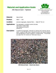 Material and Application Guide 2NS Natural Sand – Highland 8800 Dix Avenue, Detroit, MichiganPhoneLEVY Fax