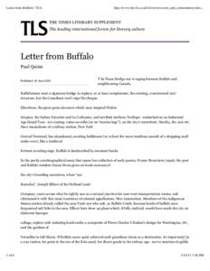 Letter from Buffalo | TLS  http://www.the-tls.co.uk/tls/reviews/arts_and_commentary/artic... The leading international forum for literary culture