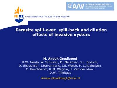 Royal Netherlands Institute for Sea Research  Parasite spill-over, spill-back and dilution effects of invasive oysters  M. Anouk Goedknegt
