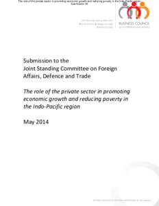 The role of the private sector in promoting economic growth and reducing poverty in the Indo-Pacific region Submission 55 Submission to the Joint Standing Committee on Foreign Affairs, Defence and Trade