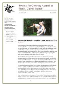 Society for Growing Australian Plants, Cairns Branch Newsletter 147 March 2015