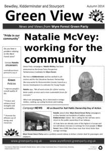 Bewdley, Kidderminster and Stourport  Autumn 2014 Green View News and Views from Wyre Forest Green Party