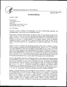 DEPARTMENT OF HEALTH & HUMAN SERVICES  WARNING LETTER Food and Drug Administration Rockville, MD 20857
