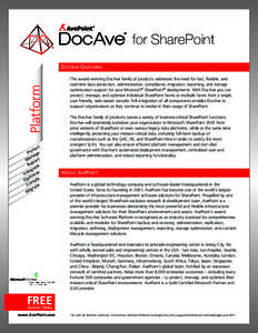 for SharePoint  Platform DocAve Overview
