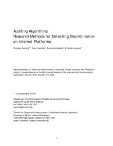 Microsoft Word - Auditing Algorithms -- Sandvig -- ICA 2014 Data and Discrimination Preconference.docx