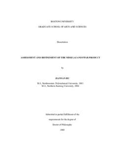 BOSTON UNIVERSITY GRADUATE SCHOOL OF ARTS AND SCIENCES Dissertation  ASSESSMENT AND REFINEMENT OF THE MISR LAI AND FPAR PRODUCT