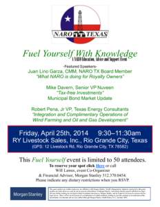 Fuel YourselfA NARO With Knowledge Education, Advice and Support Event -Featured Speakers-