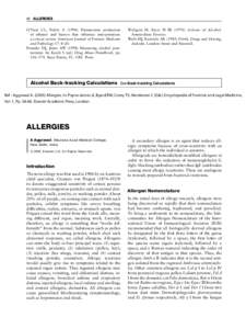 58 ALLERGIES O’Neal CL, Poklis APostmortem production of ethanol and factors that influence interpretation: a critical review. American Journal of Forensic Medicine and Pathology 17: 8–20. Pounder DJ, Jones A
