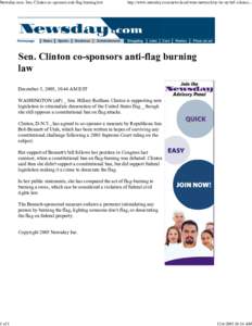 Newsday.com: Sen. Clinton co-sponsors anti-flag burning law