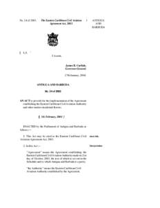 The Eastern Caribbean Civil Aviation Agreement Act, 2003. No. 24 of[removed]