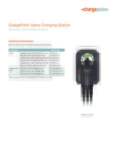 ChargePoint® Home Charging Station Specifications and Ordering Information Ordering Information Specify model number followed by the applicable code(s). Description