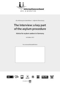 Die Anhörung im Asylverfahren – englische Übersetzung  The Interview: a key part of the asylum procedure Advice for asylum seekers in Germany 3rd Edition 2015