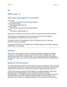 RDFa Lite 1.1  RDFa Lite 1.1 W3C