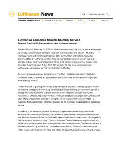 Lufthansa Launches Munich-Mumbai - with NMG input Feb 20 _…慭瀻
