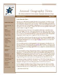 MICROSOFT  Animal Geography News The official newsletter of the Animal Geography Specialty Group Volume 5, Issue 1
