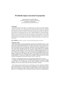 Worldwide impact assessment of geoportals Joep Crompvoets and John Stuiver Wageningen University, Centre for Geo-Information Wageningen, The Netherlands , 