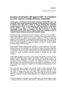 European Commission, EIB support EUR 1 bn investment by cities, regions in energy efficiency, renewables _12-0