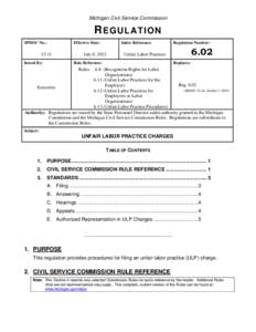 Michigan Civil Service Commission  R EGULATION SPDOC No.:  12-11