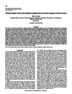 326 The Journal of Experimental Biology 214,  © 2011. Published by The Company of Biologists Ltd doi:jebCritical oxygen levels and metabolic suppression in oceanic oxygen minimum zones