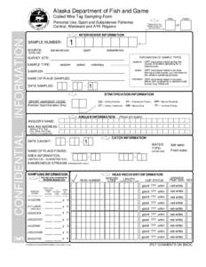 Alaska Department of Fish and Game Coded Wire Tag Sampling Form PAGE  Personal Use, Sport and Subsistence Fisheries
