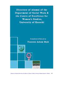 Directory of Alumni of the Centre of Excellence for Women’s Studies, University of Karachi, Karachi – Pakistan  ABDUL HAMEED
