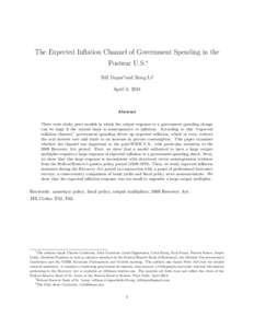 The Expected Inflation Channel of Government Spending in the Postwar U.S.∗ Bill Dupor†and Rong Li‡ April 8, 2014  Abstract
