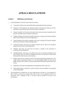 APRACA REGULATIONS Article I 1. 2.