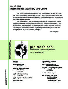 May 10, 2014  International Migratory Bird Count Printed by Claflin Books & Copies Manhattan, KS