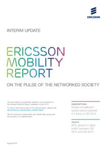 INTERIM UPDATE  ERICSSON MOBILITY REPORT ON THE PULSE OF THE NETWORKED SOCIETY