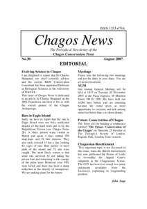 ISSN[removed]Chagos News The Periodical Newsletter of the Chagos Conservation Trust No.30