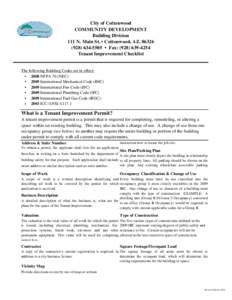 City of Cottonwood COMMUNITY DEVELOPMENT Building Division 111 N. Main St. • Cottonwood, AZ-5505 • Fax: (Tenant Improvement Checklist