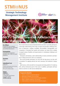 NICF – Service Oriented Architectures and Management For Whom Professionals and strategists making management, technology