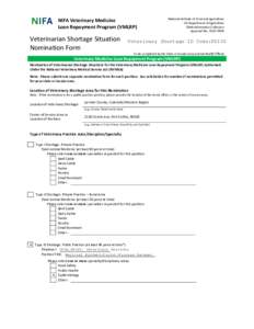 NIFA Veterinary Medicine Loan Repayment Program (VMLRP) Veterinarian Shortage Situation Nomination Form