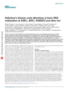 a r t ic l e s  © 2014 Nature America, Inc. All rights reserved. Alzheimer’s disease: early alterations in brain DNA methylation at ANK1, BIN1, RHBDF2 and other loci