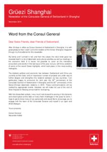 Grüezi Shanghai - Newsletter of the Consulate General of Switzerland in Shanghai - N° 24 - November  2014