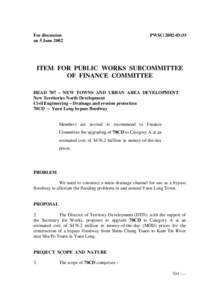 For discussion on 5 June 2002 PWSC[removed]ITEM FOR PUBLIC WORKS SUBCOMMITTEE