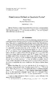 Commun.math.Phys.21,) © by Springer-Verlag 1971 Hamiltonians Defined as Quadratic Forms* BARRY SIMON Fine Hall, Princeton University