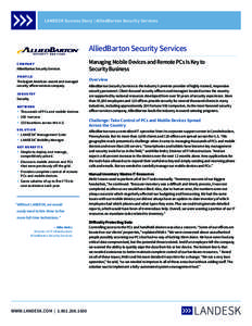 LANDESK Success Story | AlliedBarton Security Services  AlliedBarton Security Services COMPA N Y  AlliedBarton Security Services
